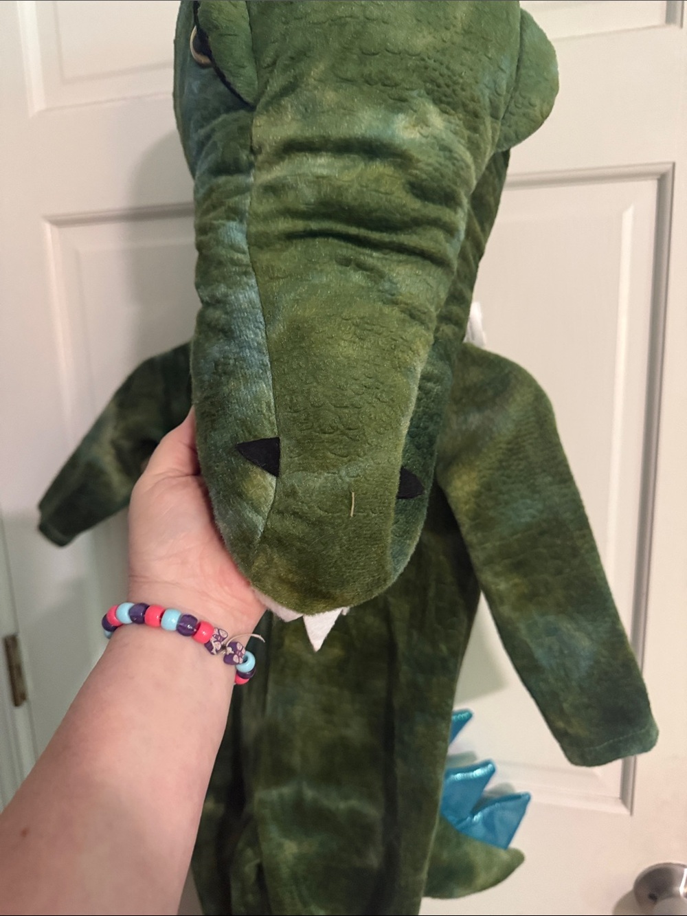 Pottery Barn Kids Green Plush Alligator Costume with Blue Spikes